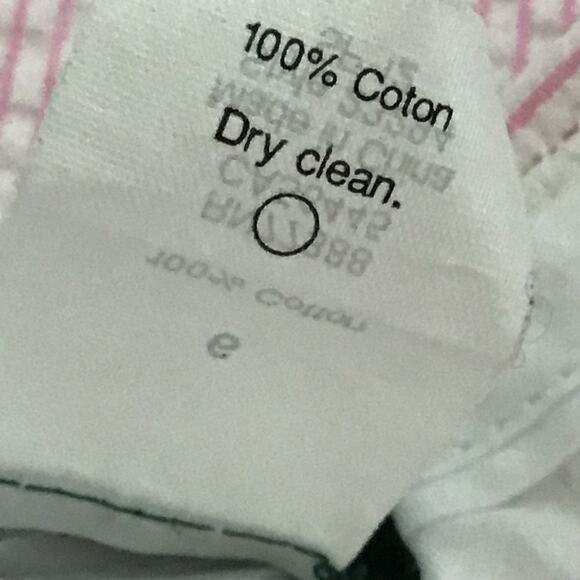 J. Crew Seersucker Mini Skirt Tailored Nautical Pink White Stripe Pockets sz 6 - Picture 7 of 7